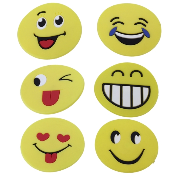 PLASTIC BEADS - RUBBER 3D - FOR GLUING - EMOJI MIX 01 - 60x2mm YELLOW-BLACK-WHITE - 4pcs.
