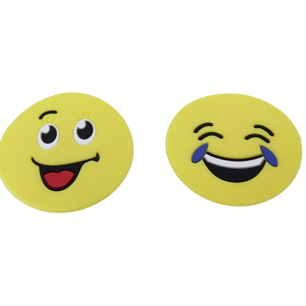 PLASTIC BEADS - RUBBER 3D - FOR GLUING - EMOJI MIX 01 - 60x2mm YELLOW-BLACK-WHITE - 4pcs.