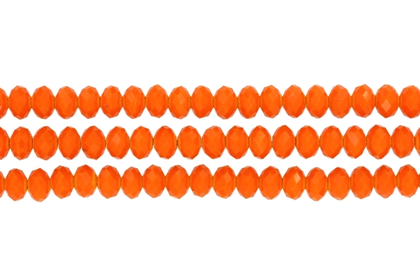 GLASS BEADS - FACETED RONDELLE CRYSTALS - 10х8mm - OPAQUE - ORANGE 064В - STRING (70pcs.) Hole-1.5mm