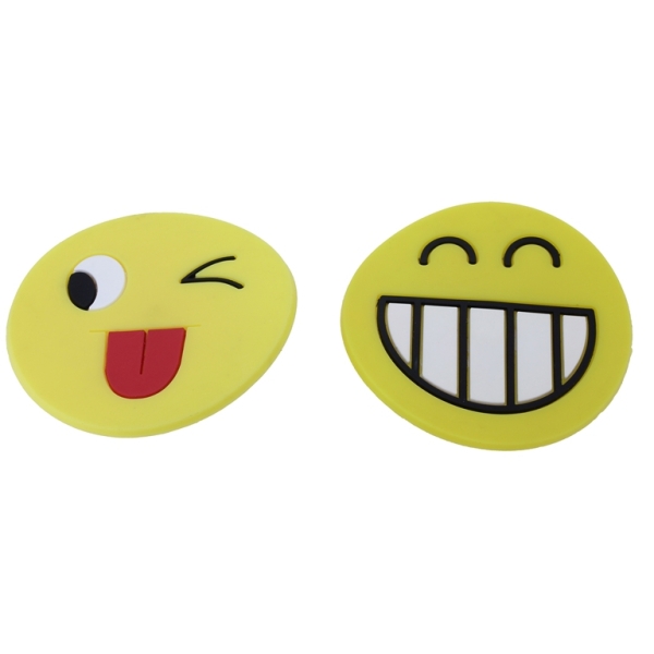PLASTIC BEADS - RUBBER 3D - FOR GLUING - EMOJI MIX 01 - 60x2mm YELLOW-BLACK-WHITE - 4pcs.