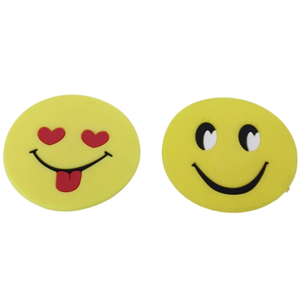 PLASTIC BEADS - RUBBER 3D - FOR GLUING - EMOJI MIX 01 - 60x2mm YELLOW-BLACK-WHITE - 4pcs.