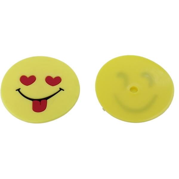 PLASTIC BEADS - RUBBER 3D - FOR GLUING - EMOJI MIX 01 - 60x2mm YELLOW-BLACK-WHITE - 4pcs.