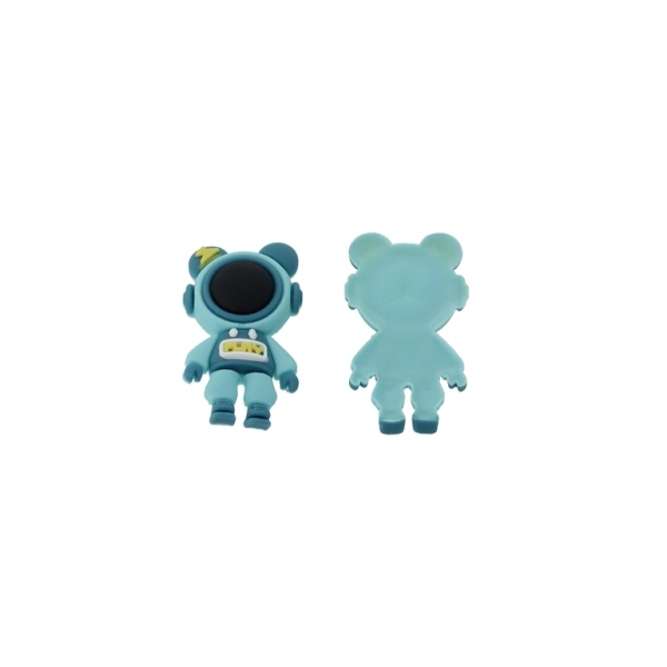 PLASTIC BEADS - RUBBER 3D - FOR GLUING - COSMONAUT 04 - 25x45x8mm TURQUOISE (DARK)-TURQUOISE (LIGHT)-BLACK - 6pcs.
