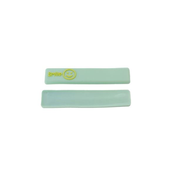 PLASTIC BEADS - RUBBER 3D - FOR GLUING - TAPE 01 WITH EMOJI - 65x12x3mm MINT-YELLOW - 6pcs.