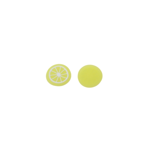 PLASTIC BEADS - RUBBER 3D - FOR GLUING - LEMON 02 - 21x2mm YELLOW (LIGHT)-WHITE - 20pcs.