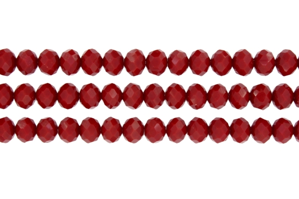 GLASS BEADS - FACETED RONDELLE CRYSTALS - 10х8mm - OPAQUE - RED 066 - PACKAGE (3х70pcs.) Hole-1.5mm