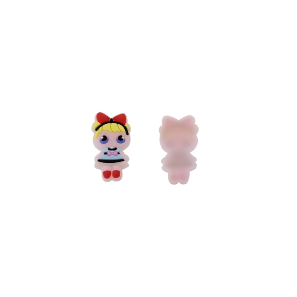 PLASTIC BEADS - RUBBER 3D - FOR GLUING - GIRL 25 - 18x35x3mm RED-YELLOW-BLUE (LIGHT) - PACKAGE 50pcs.