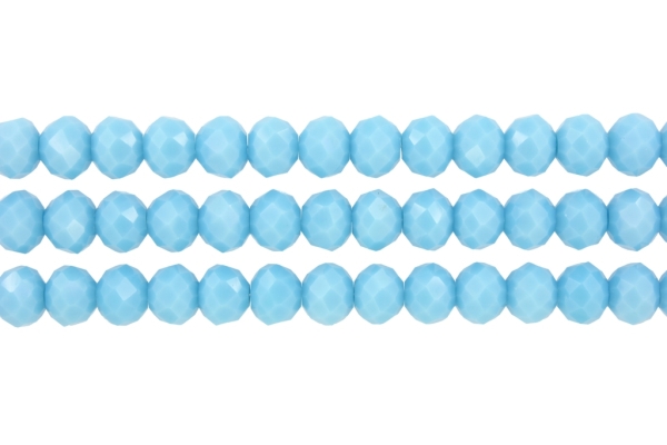 GLASS BEADS - FACETED RONDELLE CRYSTALS - 10х8mm - OPAQUE - TURQUOISE BLUE 054 - PACKAGE (3х70pcs.) Hole-1.5mm