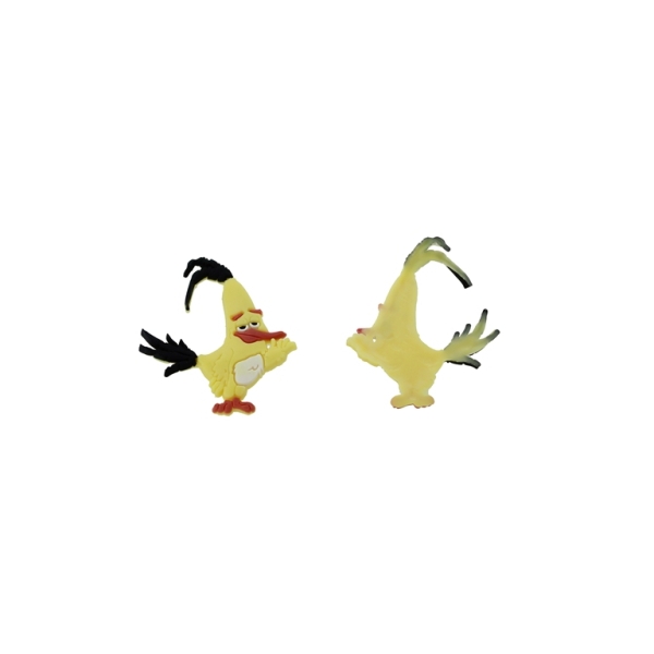 PLASTIC BEADS - RUBBER 3D - FOR GLUING - CHICKEN 06 - 32x38x3mm YELLOW-BLACK-ORANGE - 20pcs.