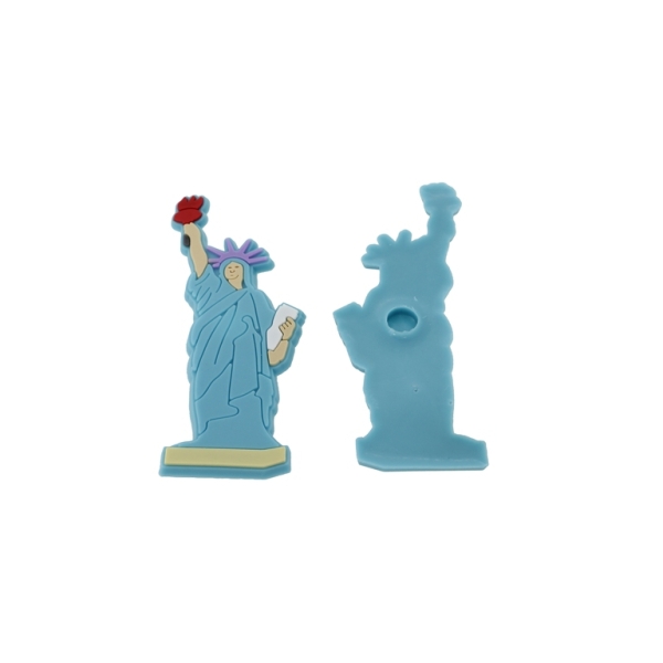 PLASTIC BEADS - RUBBER 3D - FOR GLUING - STATUE OF LIBERTY 01 - 62x76x3mm BLUE-RED-ECRU - 8pcs.