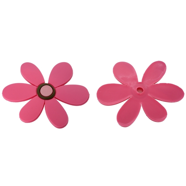 PLASTIC BEADS - RUBBER 3D - FOR GLUING - FLOWER 17 - 62x76x3mm PINK (DARK)-BROWN-PINK (LIGHT) - 4pcs.