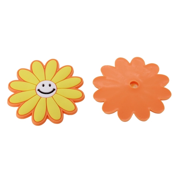 PLASTIC BEADS - RUBBER 3D - FOR GLUING - FLOWER 18 - 60x3mm ORANGE-YELLOW-WHITE - 4pcs.