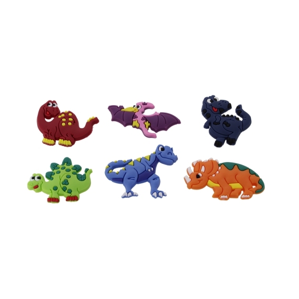 PLASTIC BEADS - RUBBER 3D - FOR GLUING - DINOSAURS MIX 01 - 30x25x3mm MIX - 10pcs.