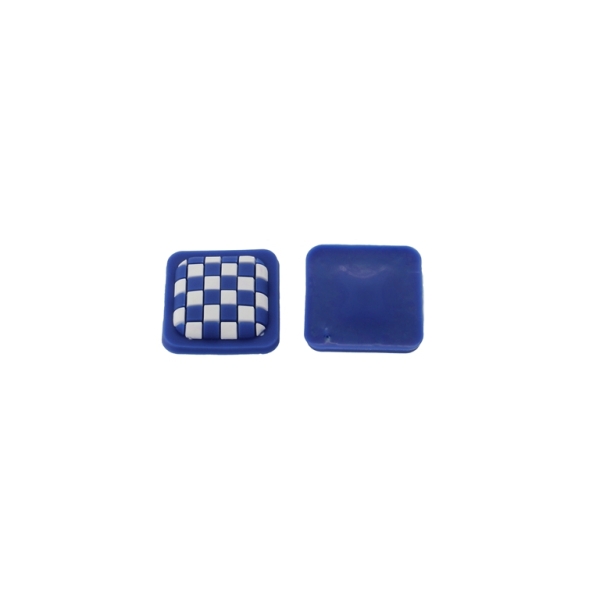 PLASTIC BEADS - RUBBER 3D - FOR GLUING - SQUARE 01 - 25x25x6mm BLUE (DARK)-WHITE - 8pcs.