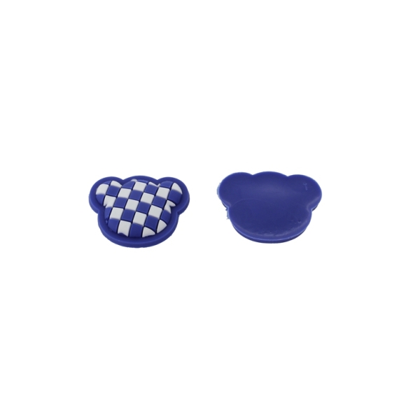 PLASTIC BEADS - RUBBER 3D - FOR GLUING - BEAR 36 - 32x25x6mm BLUE (DARK)-WHITE - 8pcs.