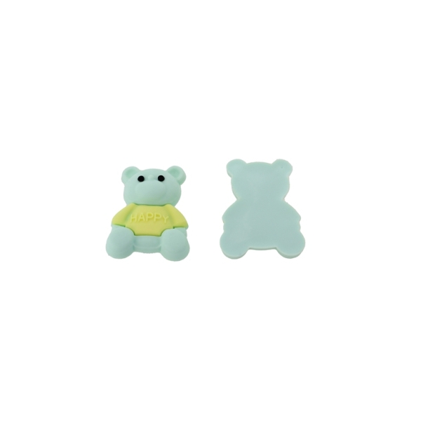 PLASTIC BEADS - RUBBER 3D - FOR GLUING - BEAR 37 - 25x33x7mm MINT-YELLOW - 8pcs.