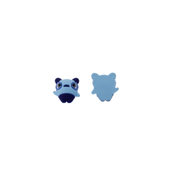 PLASTIC BEADS - RUBBER 3D - FOR GLUING - BEAR PANDA 03 - 20x22x7.5mm BLUE-BLUE (DARK) - 10pcs.