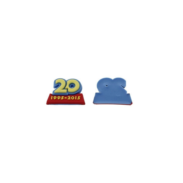 PLASTIC BEADS - RUBBER 3D - FOR GLUING - INSCRIPTIONS WITH NUMBERS 02 - 27x20x4mm BLUE-YELLOW-RED - 10pcs.