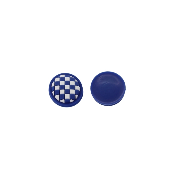 PLASTIC BEADS - RUBBER 3D - FOR GLUING - OVAL 01 - 25x29x6mm BLUE (DARK)-WHITE - 8pcs.