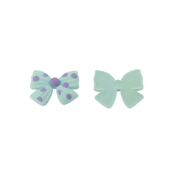 PLASTIC BEADS - RUBBER 3D - FOR GLUING - RIBBON 11 - 37x30x6mm MINT-PURPLE - PACKAGE 40pcs.
