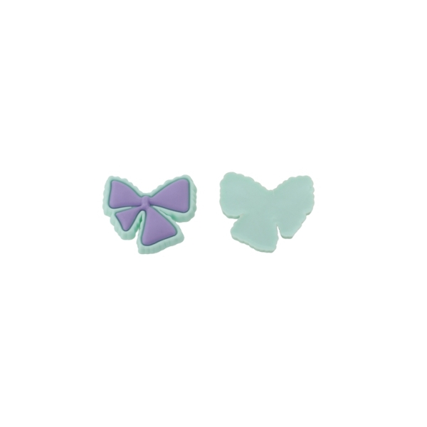 PLASTIC BEADS - RUBBER 3D - FOR GLUING - RIBBON 12 - 29x30x3mm MINT-PURPLE - 10pcs.