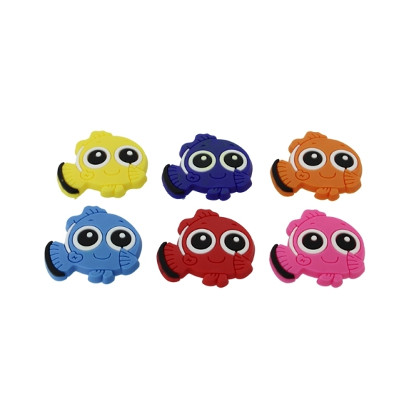 PLASTIC BEADS - RUBBER 3D - FOR GLUING - FISH 02 - 30x27x3mm MIX - 10pcs.