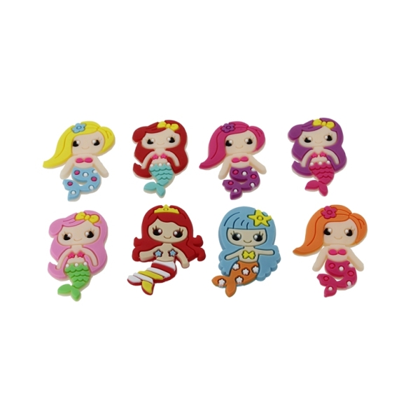 PLASTIC BEADS - RUBBER 3D - FOR GLUING - MERMAID MIX 01 - 25x28x3mm MIX - 10pcs.