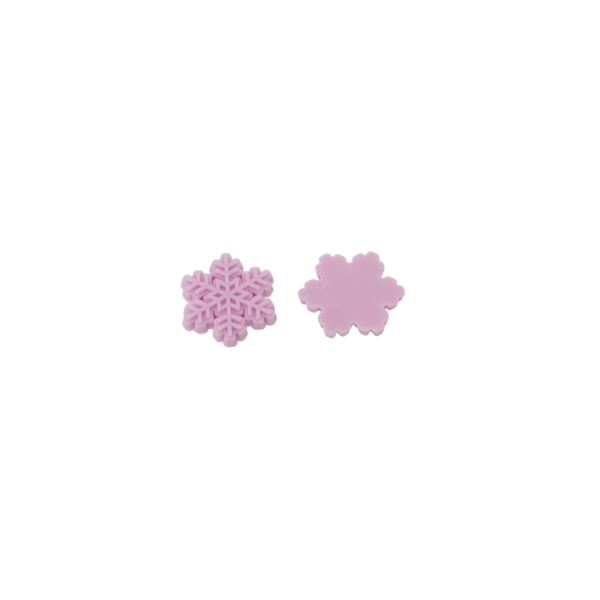 PLASTIC BEADS - RUBBER 3D - FOR GLUING - SNOWFLAKE 01 - 23x2mm PINK (LIGHT) - 10pcs.