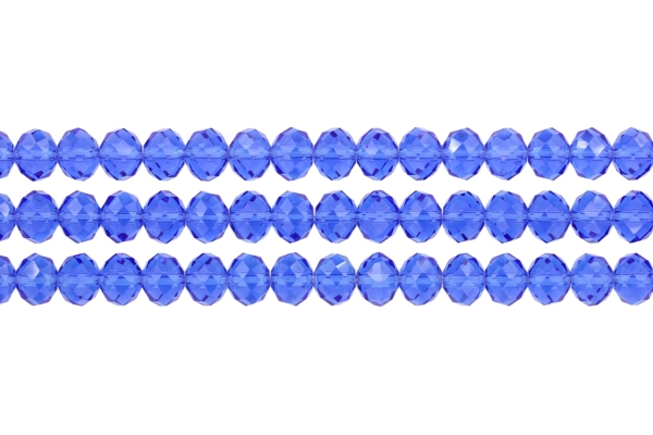 GLASS BEADS - FACETED RONDELLE CRYSTALS - 10х8mm - TRANSPARENT - BLUE 004 - PACKAGE (3х70pcs.) Hole-1.5mm