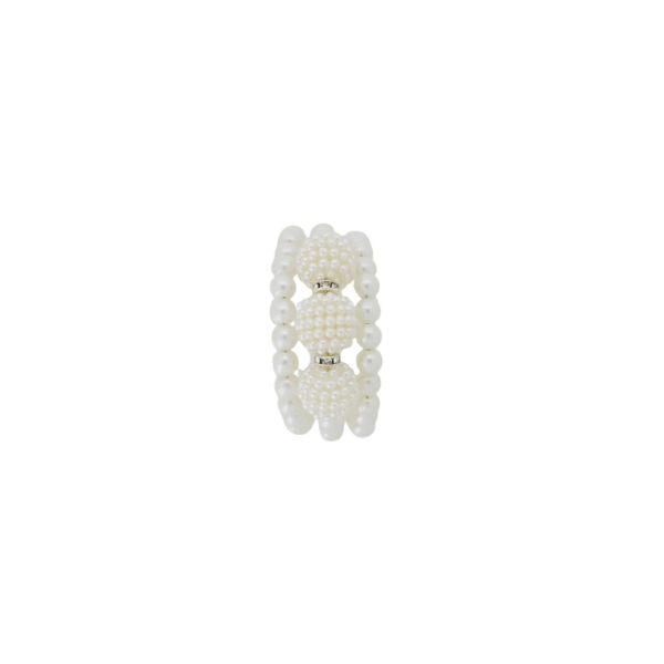 JEWELRY - CHILDREN'S BRACELET - MEMORY WIRE AND PEARLS - RASPBERRY G144 - WHITE AND ECRU - PACKAGE 12pcs.