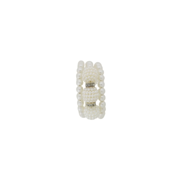 JEWELRY - CHILDREN'S BRACELET - MEMORY WIRE AND PEARLS - RASPBERRY G144 - NICKEL AND ECRU - PACKAGE 12pcs.