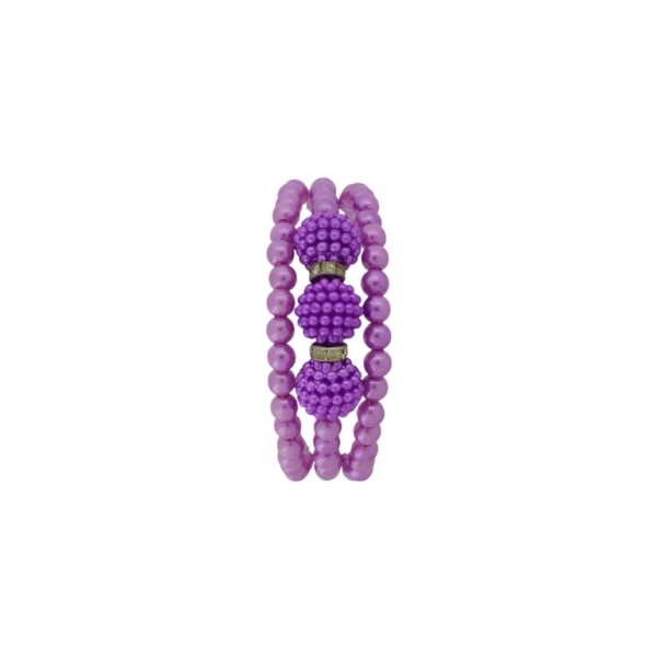 JEWELRY - CHILDREN'S BRACELET - MEMORY WIRE AND PEARLS - RASPBERRY G144 - NICKEL-PURPLE (LIGHT)-PURPLE - PACKAGE 12pcs.