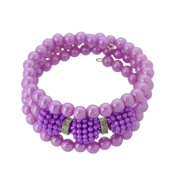 JEWELRY - CHILDREN'S BRACELET - MEMORY WIRE AND PEARLS - RASPBERRY G144 - NICKEL-PURPLE (LIGHT)-PURPLE - PACKAGE 12pcs.