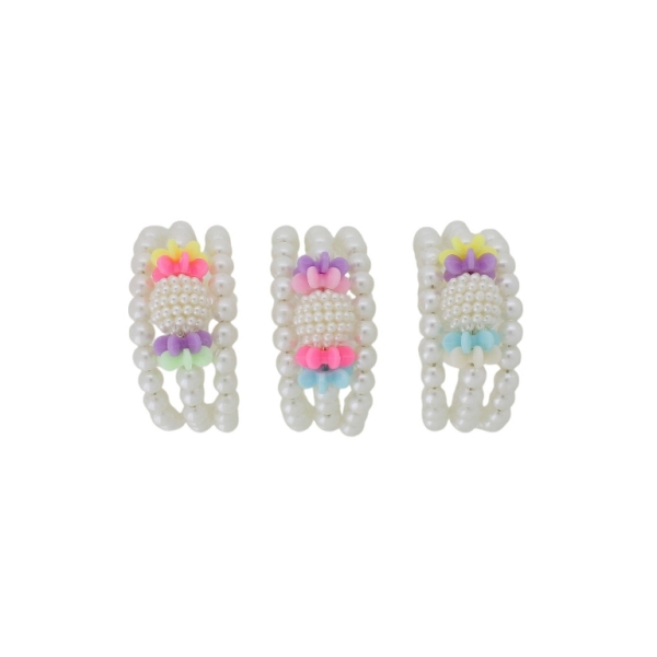 JEWELRY - CHILDREN'S BRACELET - MEMORY WIRE AND PEARLS - RASPBERRY G145 - ECRU AND MIX - PACKAGE 12pcs.
