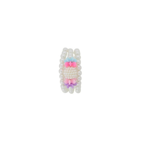 JEWELRY - CHILDREN'S BRACELET - MEMORY WIRE AND PEARLS - RASPBERRY G145 - ECRU AND MIX - PACKAGE 12pcs.