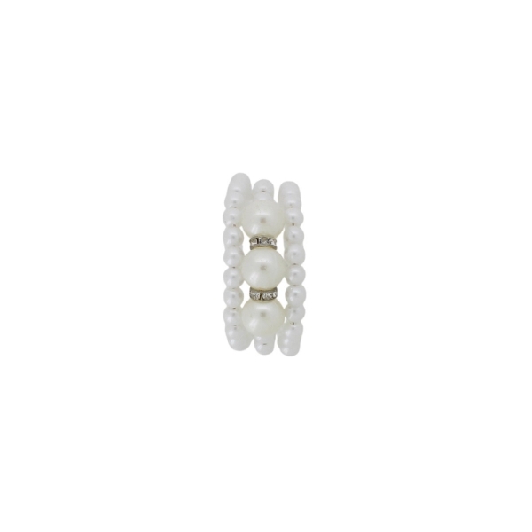 JEWELRY - CHILDREN'S BRACELET - MEMORY WIRE AND PEARLS - BALL G146 - WHITE AND ECRU - PACKAGE 12pcs.