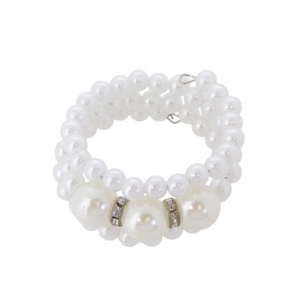 JEWELRY - CHILDREN'S BRACELET - MEMORY WIRE AND PEARLS - BALL G146 - WHITE AND ECRU - PACKAGE 12pcs.