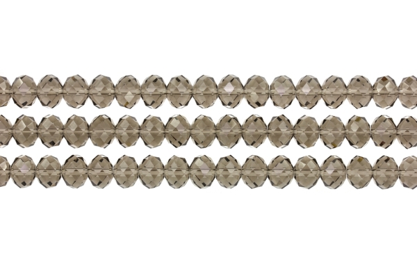 GLASS BEADS - FACETED RONDELLE CRYSTALS - 10х8mm - TRANSPARENT - GRAY 018 - STRING (70pcs.) Hole-1.5mm