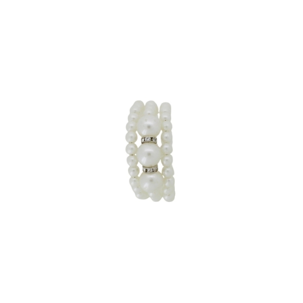 JEWELRY - CHILDREN'S BRACELET - MEMORY WIRE AND PEARLS - BALL G146 - ECRU - PACKAGE 12pcs.