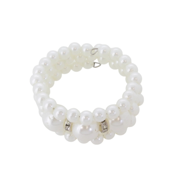 JEWELRY - CHILDREN'S BRACELET - MEMORY WIRE AND PEARLS - BALL G146 - ECRU - PACKAGE 12pcs.