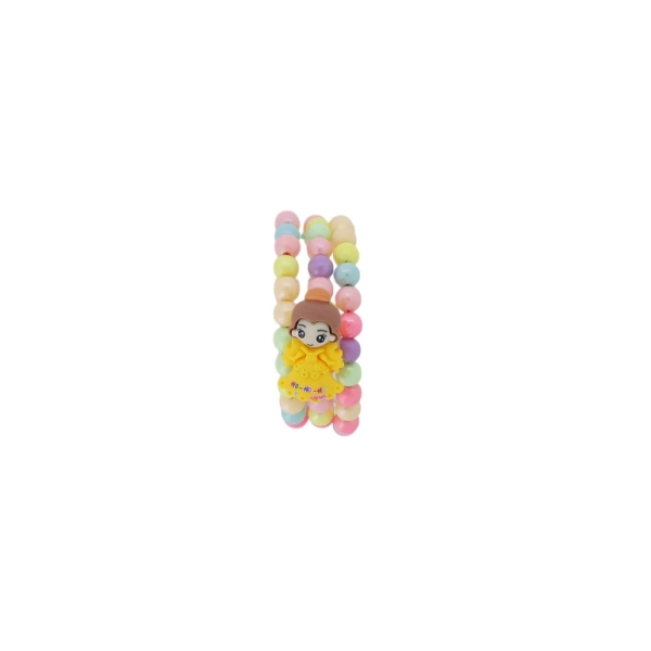 JEWELRY - CHILDREN'S BRACELET - MEMORY WIRE AND PLASTIC - BELLE G168 - YELLOW-BROWN-MIX - 1pc.