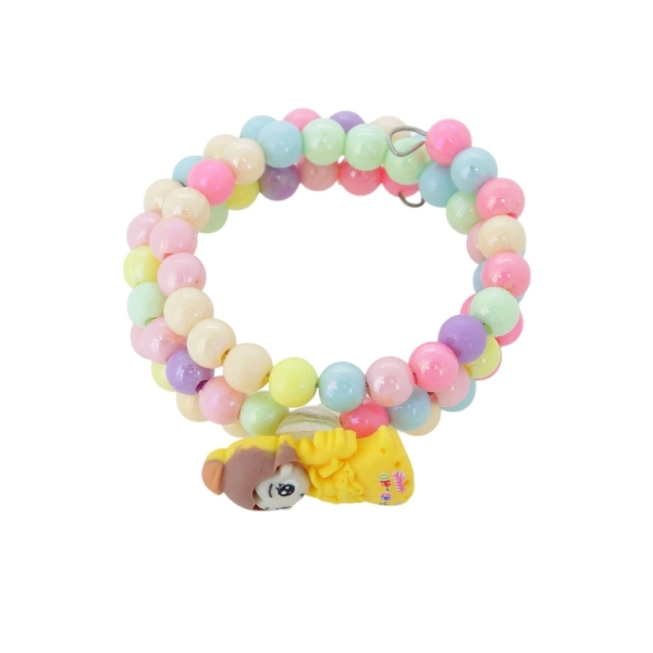 JEWELRY - CHILDREN'S BRACELET - MEMORY WIRE AND PLASTIC - BELLE G168 - YELLOW-BROWN-MIX - PACKAGE 12pcs.