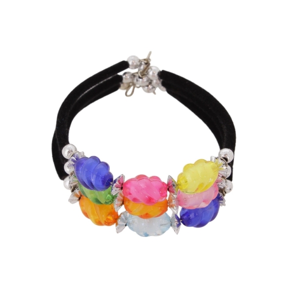 JEWELRY - CHILDREN'S BRACELET - MEMORY WIRE AND PLASTIC - CANDY G175 - NICKEL-BLACK-MIX - 1pc.