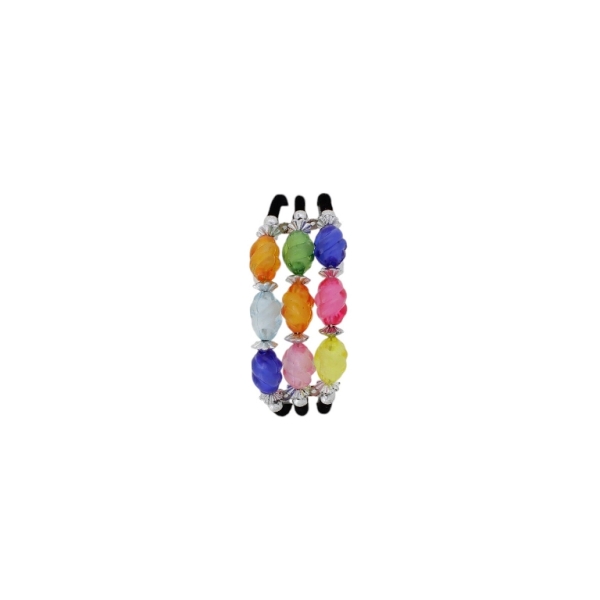 JEWELRY - CHILDREN'S BRACELET - MEMORY WIRE AND PLASTIC - CANDY G175 - NICKEL-BLACK-MIX - PACKAGE 12pcs.