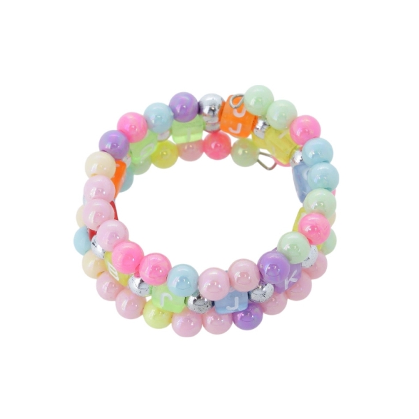 JEWELRY - CHILDREN'S BRACELET - MEMORY WIRE AND PLASTIC - LETTERS G159 - NICKEL AND MIX - 1pc.
