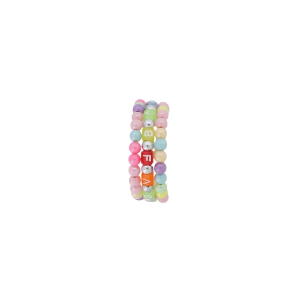 JEWELRY - CHILDREN'S BRACELET - MEMORY WIRE AND PLASTIC - LETTERS G159 - NICKEL AND MIX - PACKAGE 12pcs.