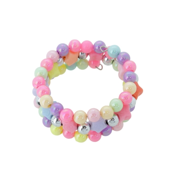 JEWELRY - CHILDREN'S BRACELET - MEMORY WIRE AND PLASTIC - STAR G160 - NICKEL AND MIX - 1pc.