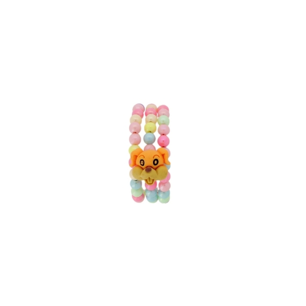 JEWELRY - CHILDREN'S BRACELET - MEMORY WIRE AND PLASTIC - DOG G162 - NICKEL AND MIX - 1pc.