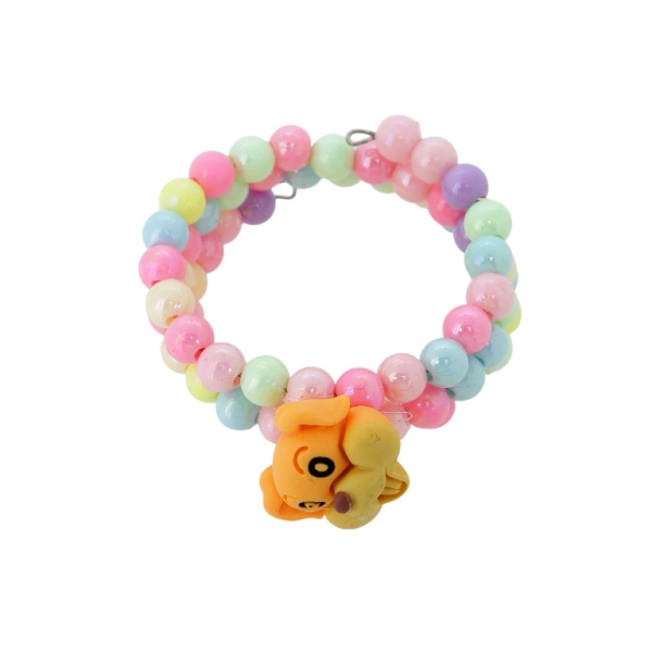 JEWELRY - CHILDREN'S BRACELET - MEMORY WIRE AND PLASTIC - DOG G162 - NICKEL AND MIX - 1pc.