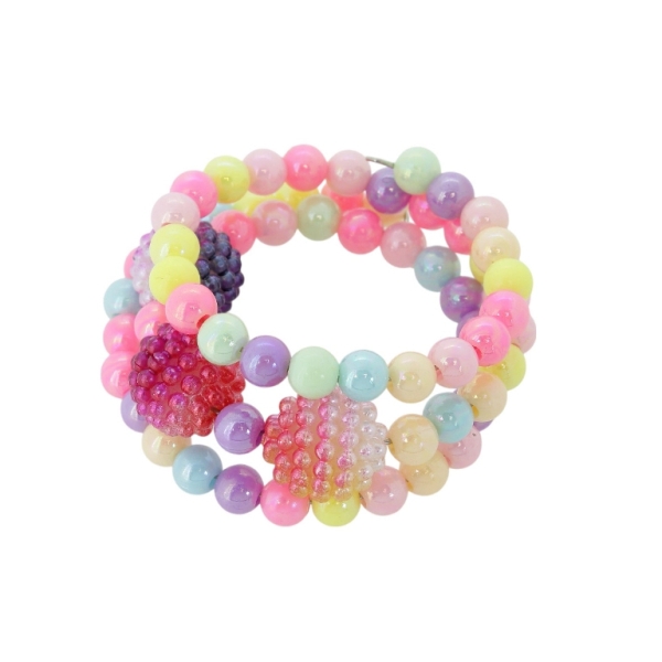 JEWELRY - CHILDREN'S BRACELET - MEMORY WIRE AND PLASTIC - RASPBERRY G152 - MIX - 1pc.